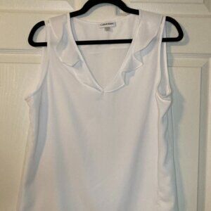 Calvin Klein Women's White Sleeveless Blouse/Tank Top - Size M